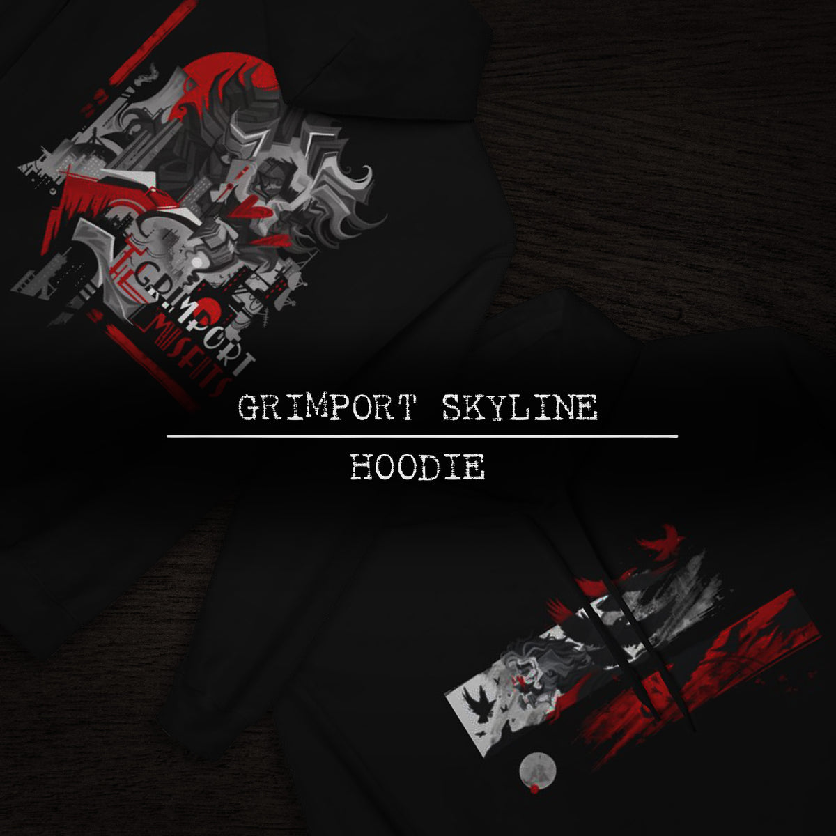 Grimport Skyline ♦ Black Long Sleeved Hoodie