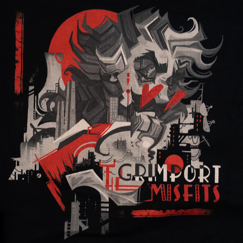 Grimport Skyline ♦ Black Long Sleeved Hoodie