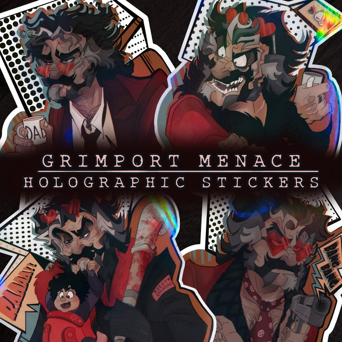 Grimport Menace ✦ Holographic Vinyl Stickers