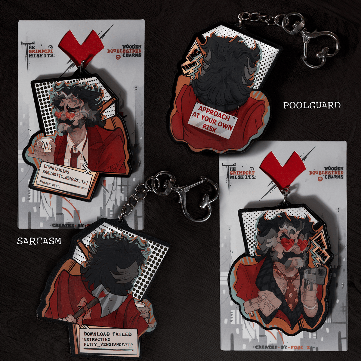 Grimport Menace ✦ Doublesided Wooden Charms