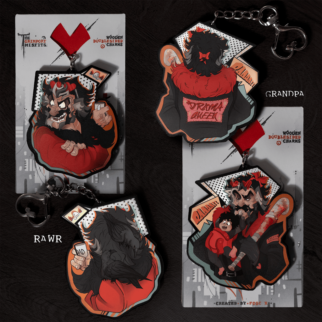 Grimport Menace ✦ Doublesided Wooden Charms