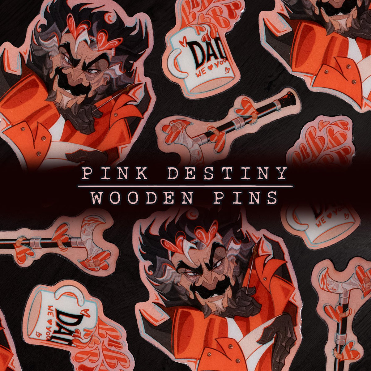 Pink Destiny ✦ Wooden Pins
