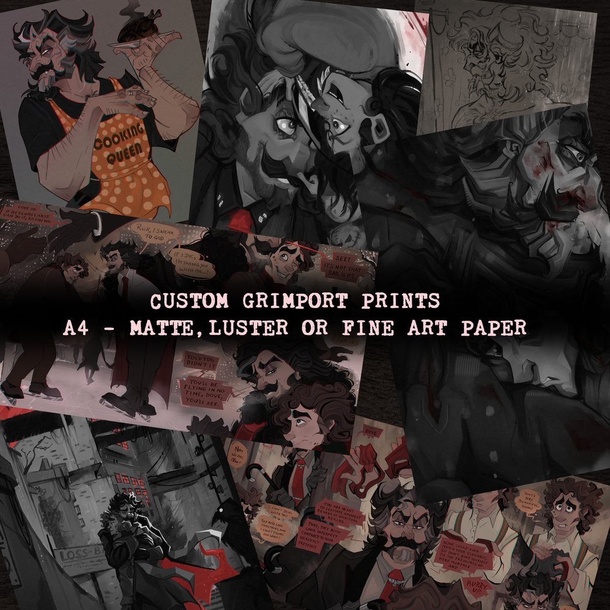 Custom Signed Grimport Prints ✦ A4 Art Prints